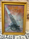 Royal Artillery Interest Oil Painting 1967 F. Eaton - Missile & Cannon Framed