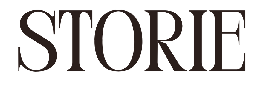 Black 'STORIE' text on a white background