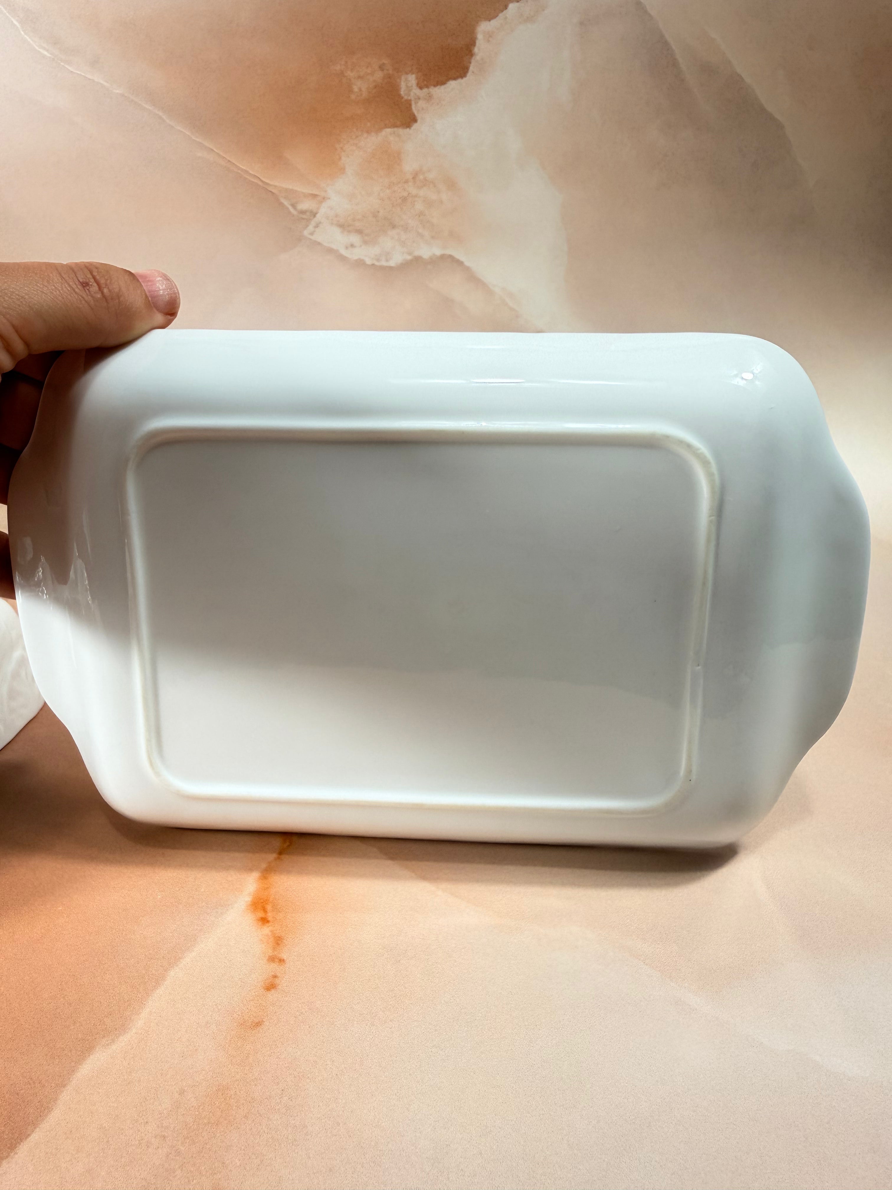 1970s Countryware Butter Dish - Bone China White Cabbage Leaf Design