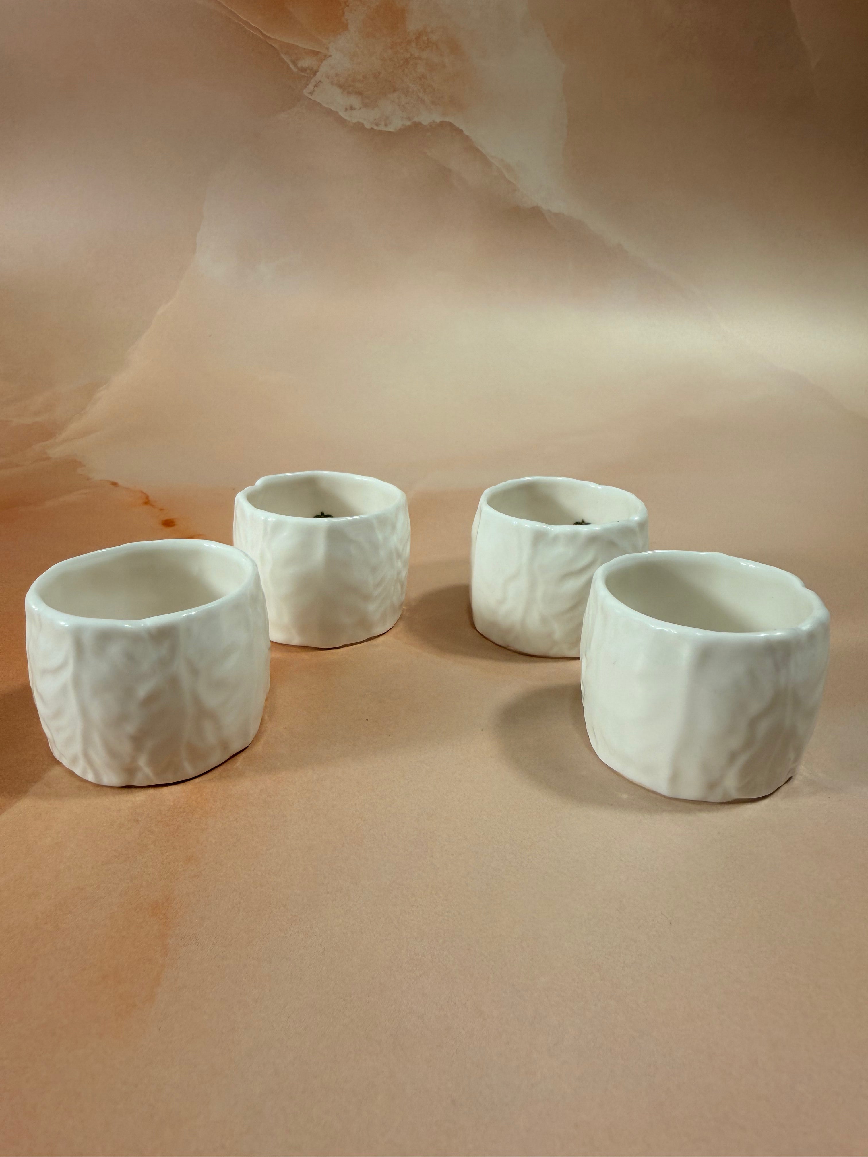 Coalport Countryware Napkin Rings — Set of Four, White Textured Bone China