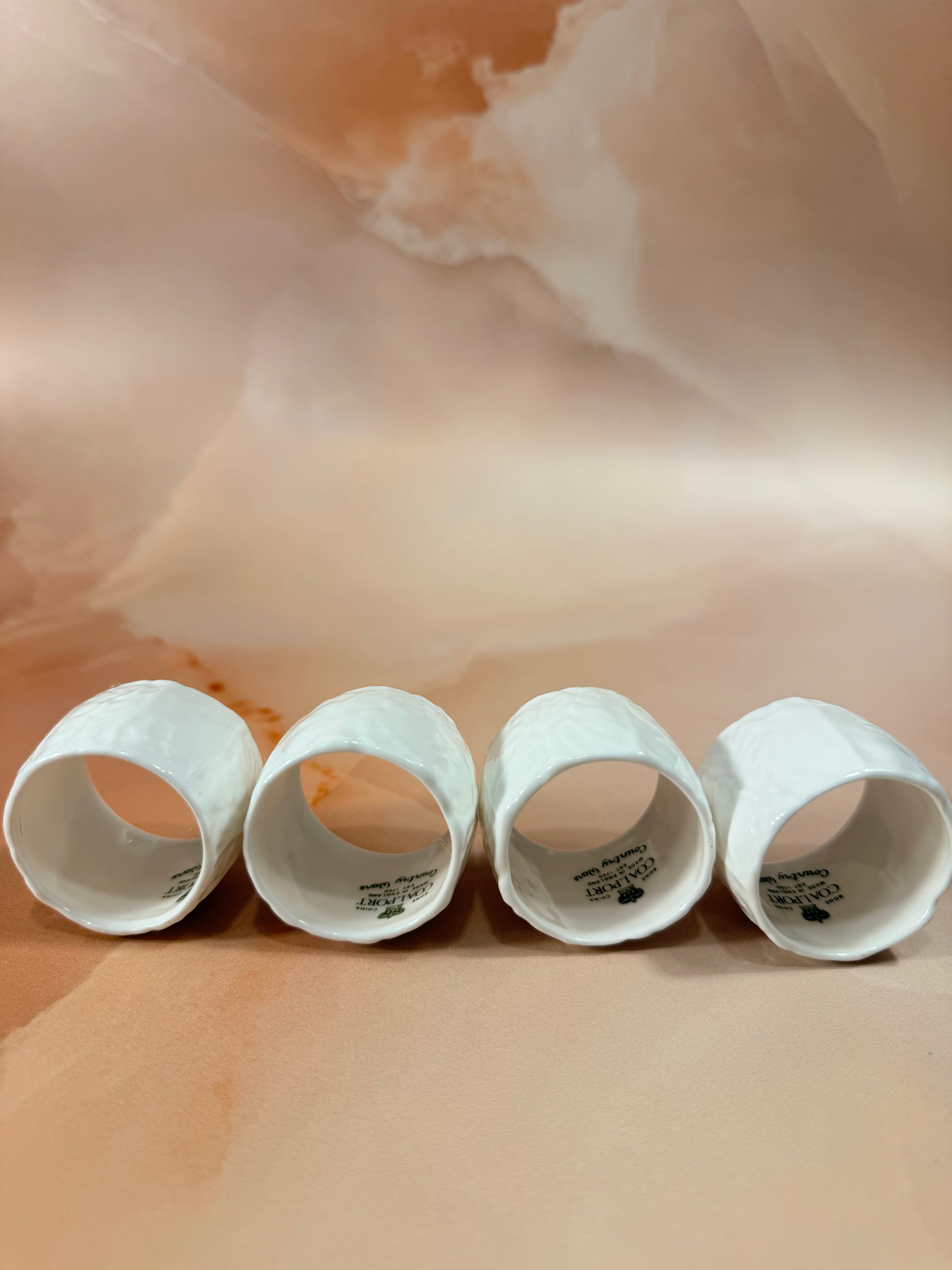 Coalport Countryware Napkin Rings — Set of Four, White Textured Bone China