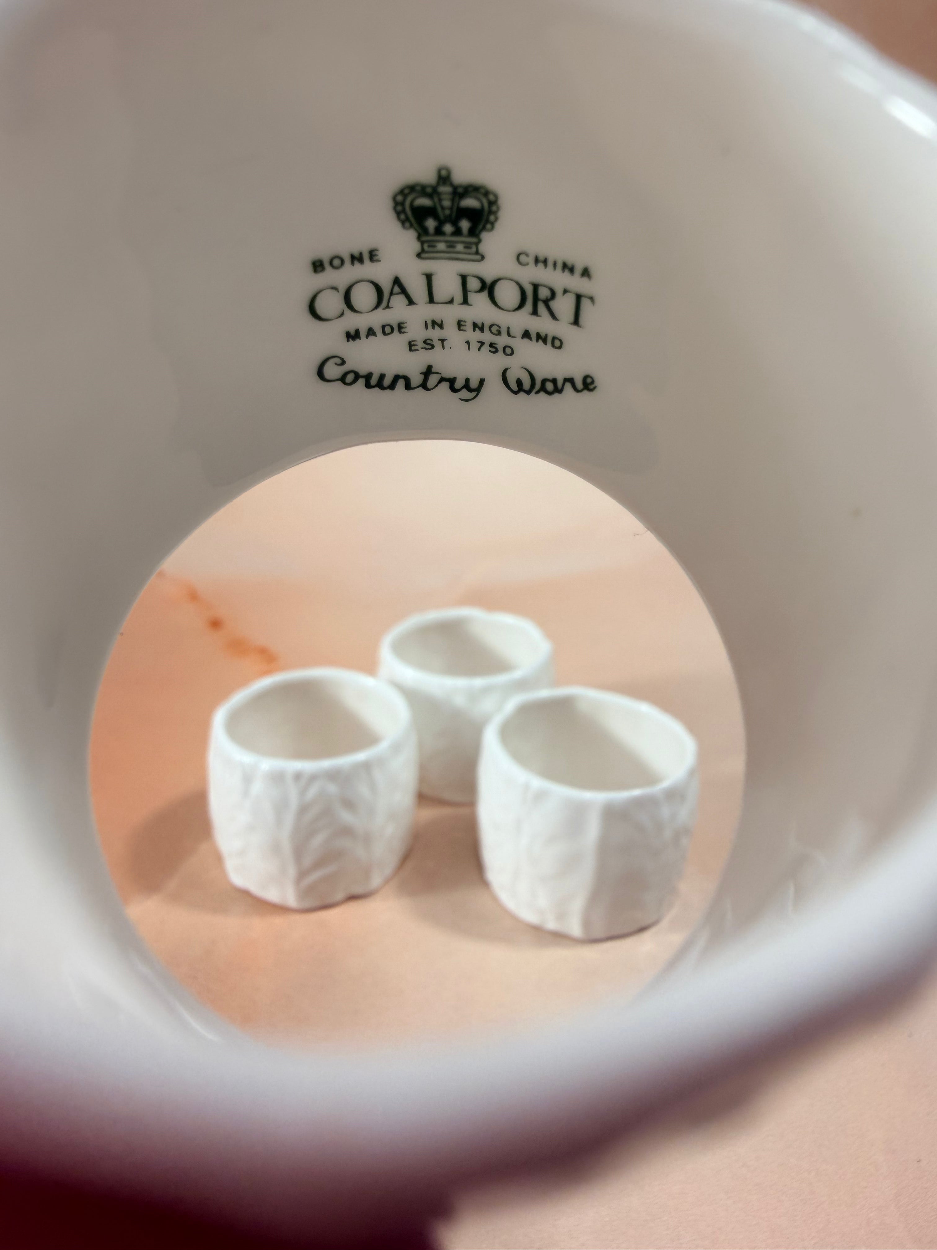 Coalport Countryware Napkin Rings — Set of Four, White Textured Bone China