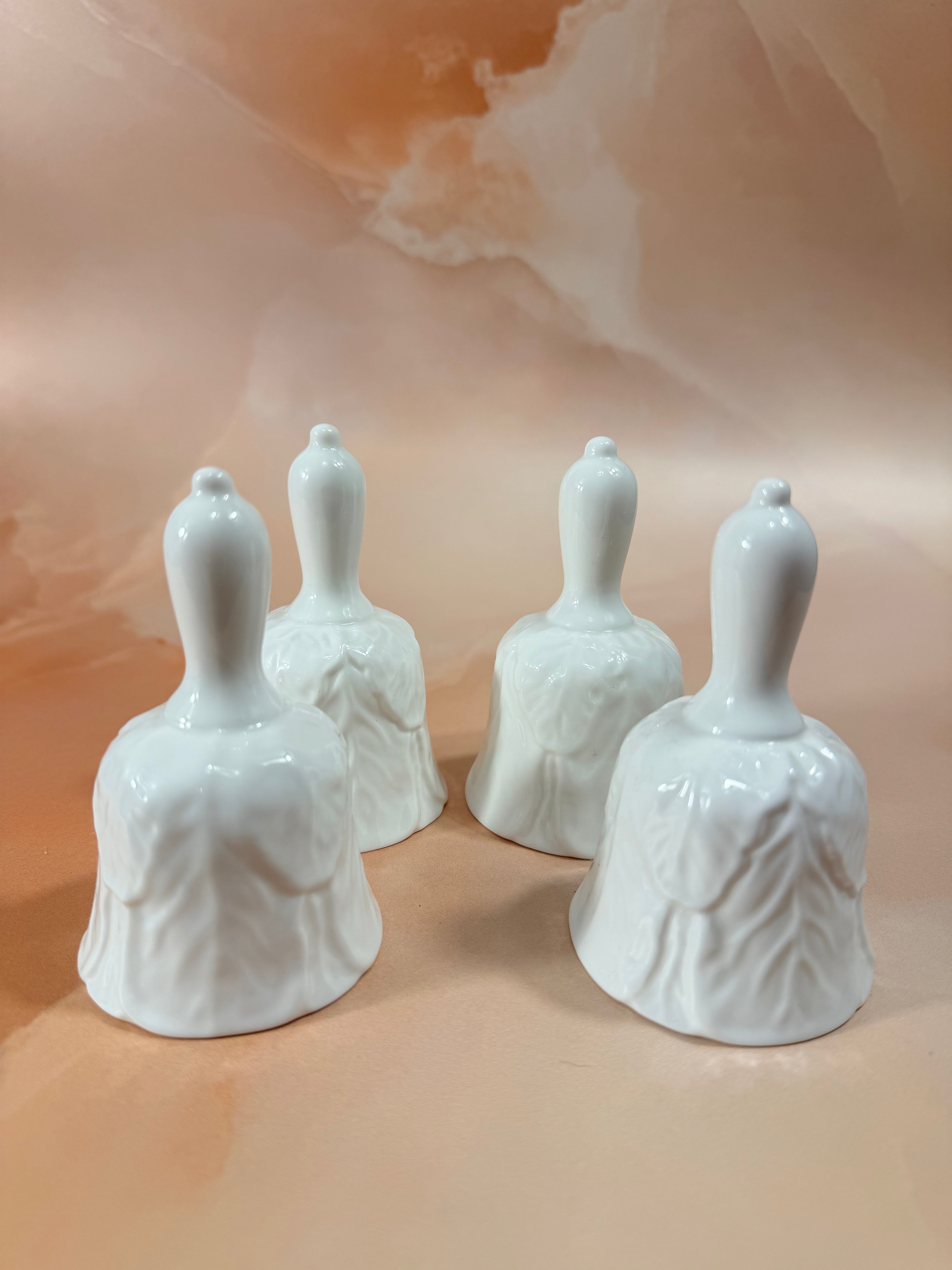 Coalport Countryware Set of Four Table Bells — White Textured Bone China