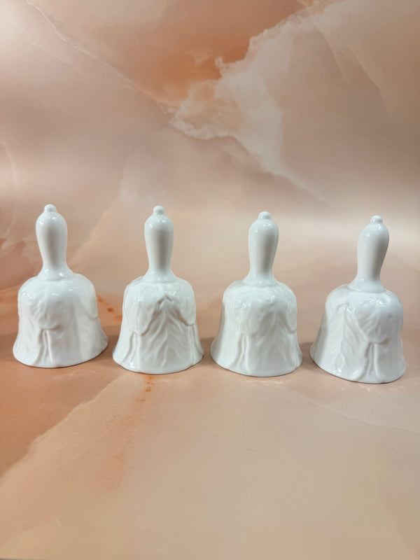 Coalport Countryware Set of Four Table Bells — White Textured Bone China