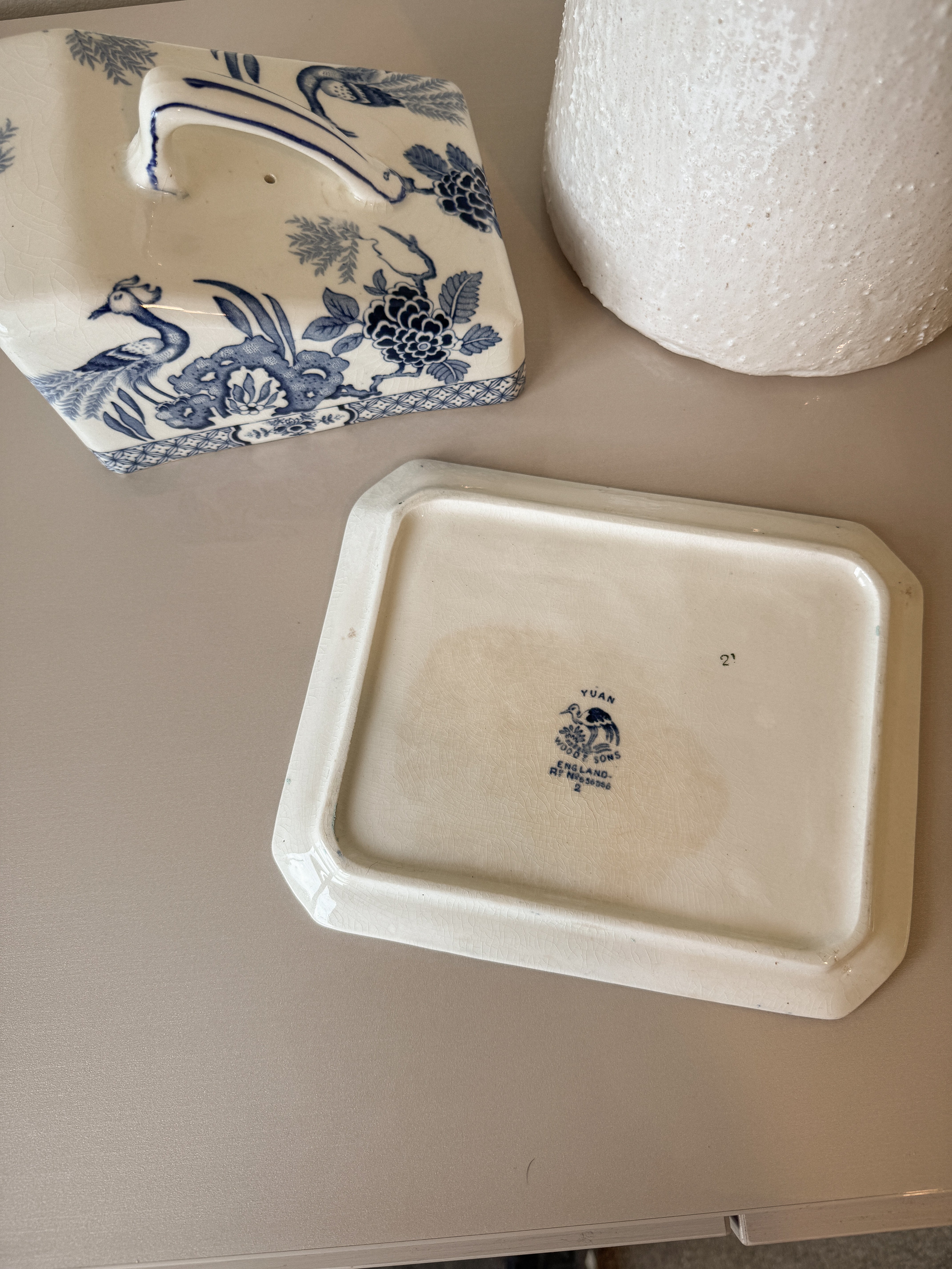 Antique Wood & Sons 'Yuan' Lidded Cheese Dish