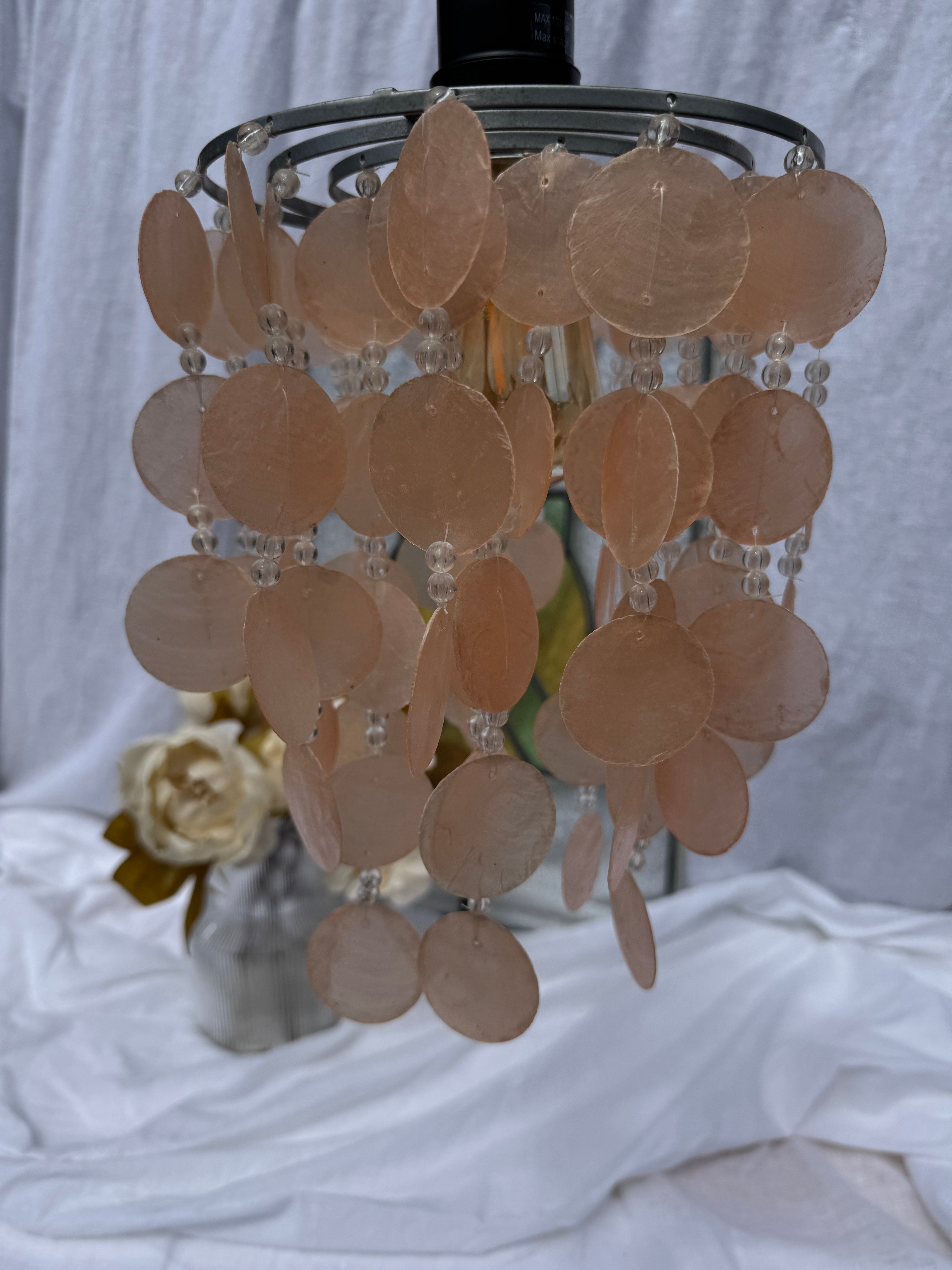 Vintage Pink Capiz Shell Lamp Shade