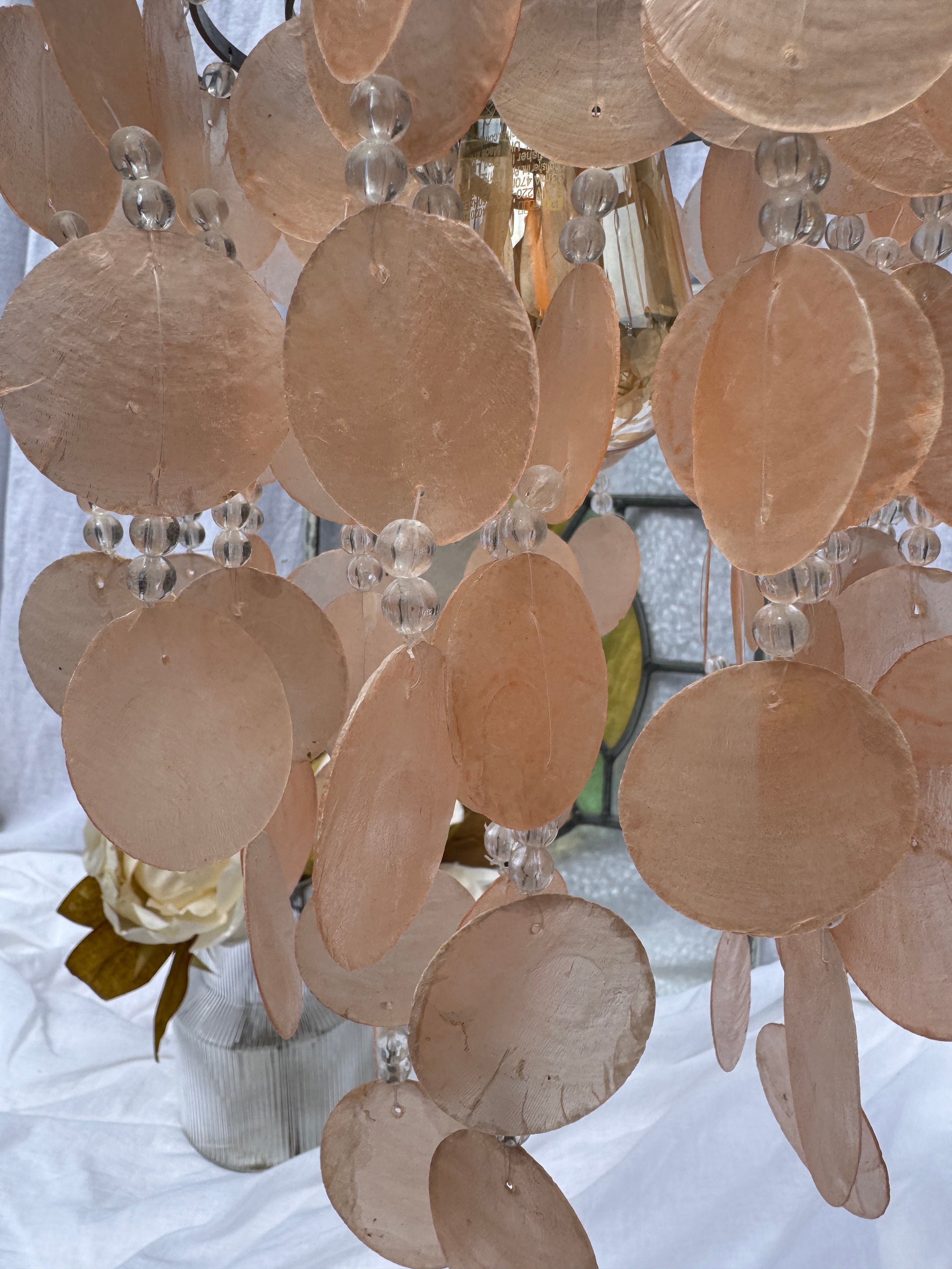Vintage Pink Capiz Shell Lamp Shade