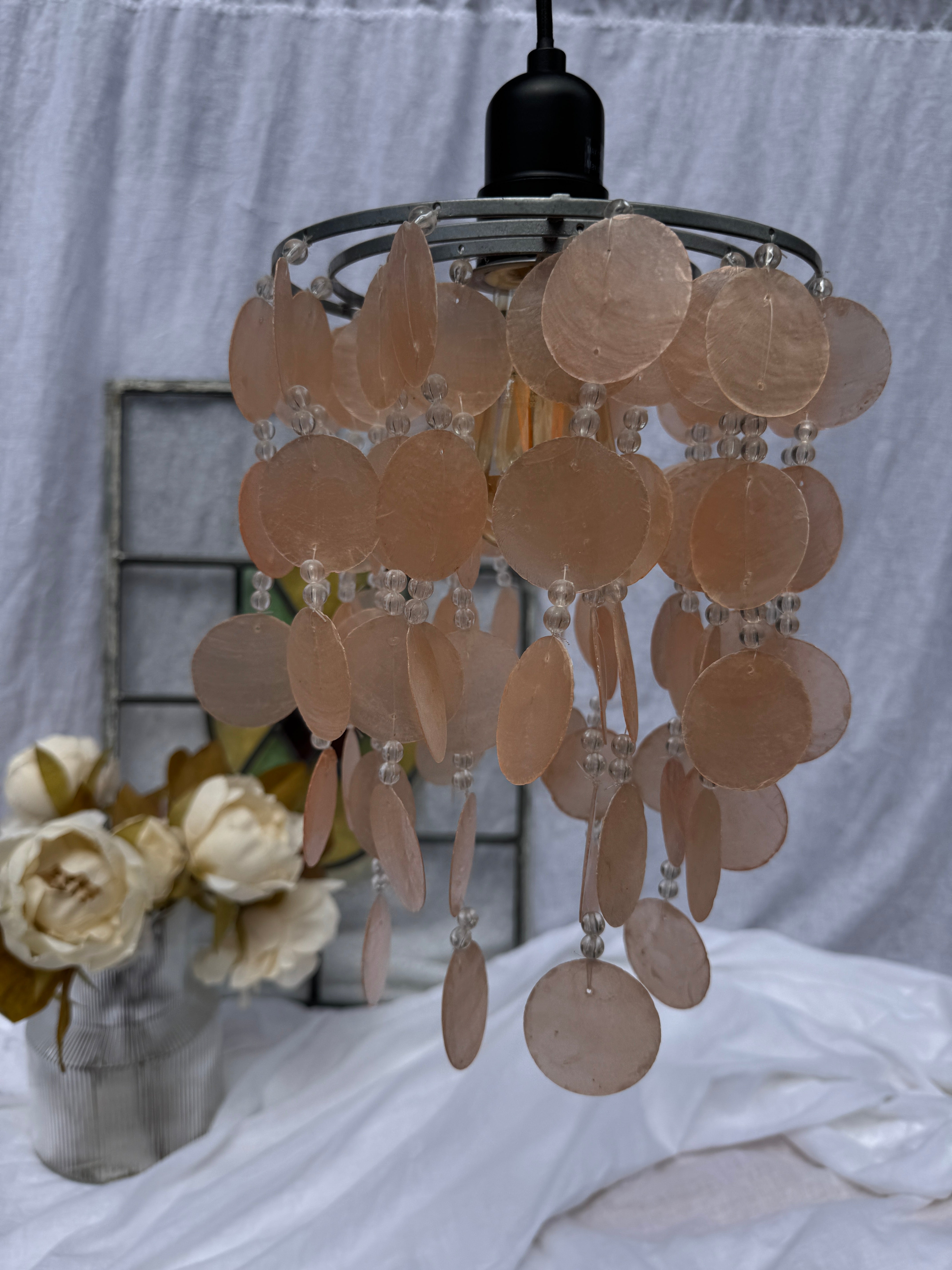Vintage Pink Capiz Shell Lamp Shade
