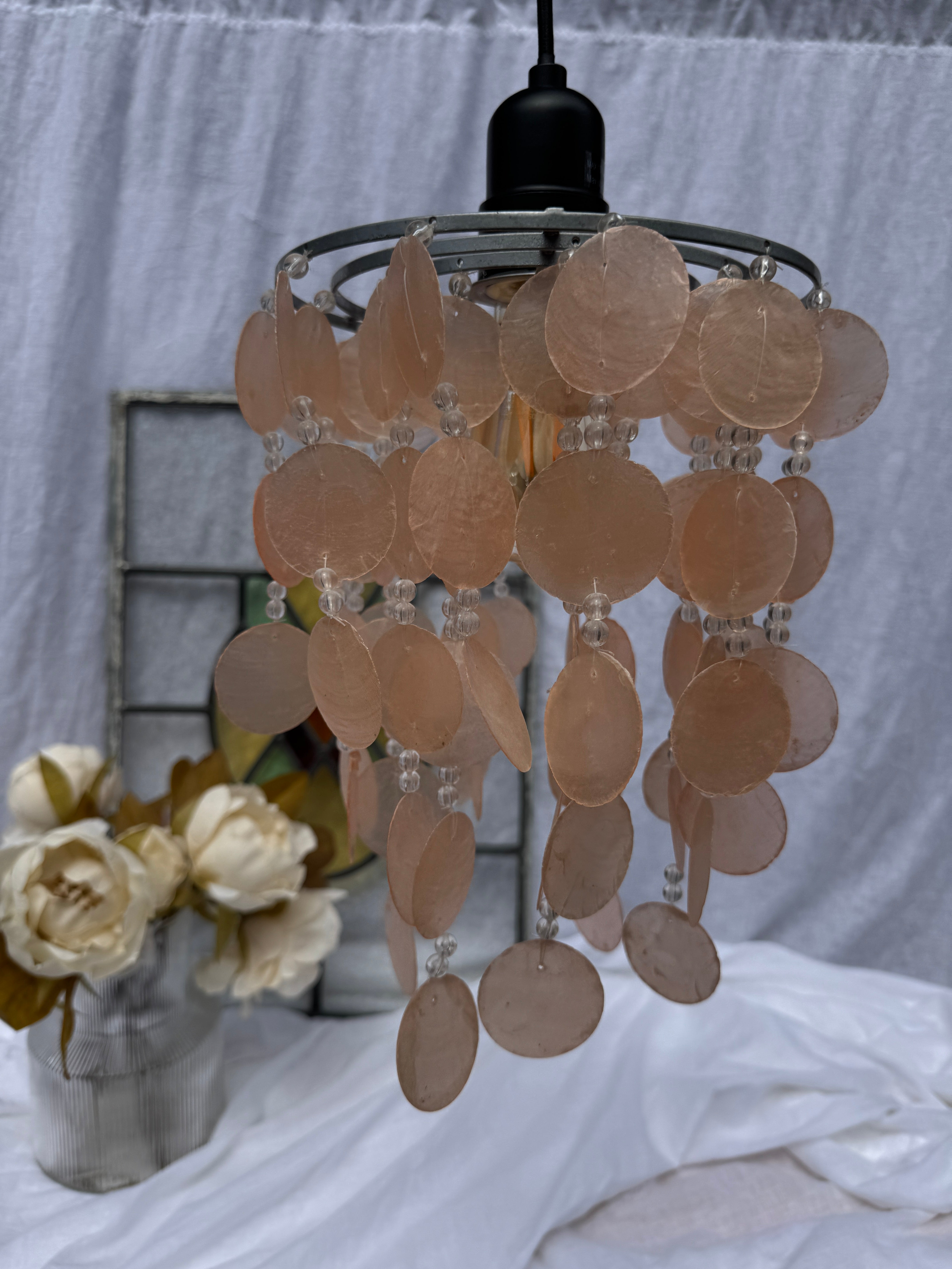Vintage Pink Capiz Shell Lamp Shade