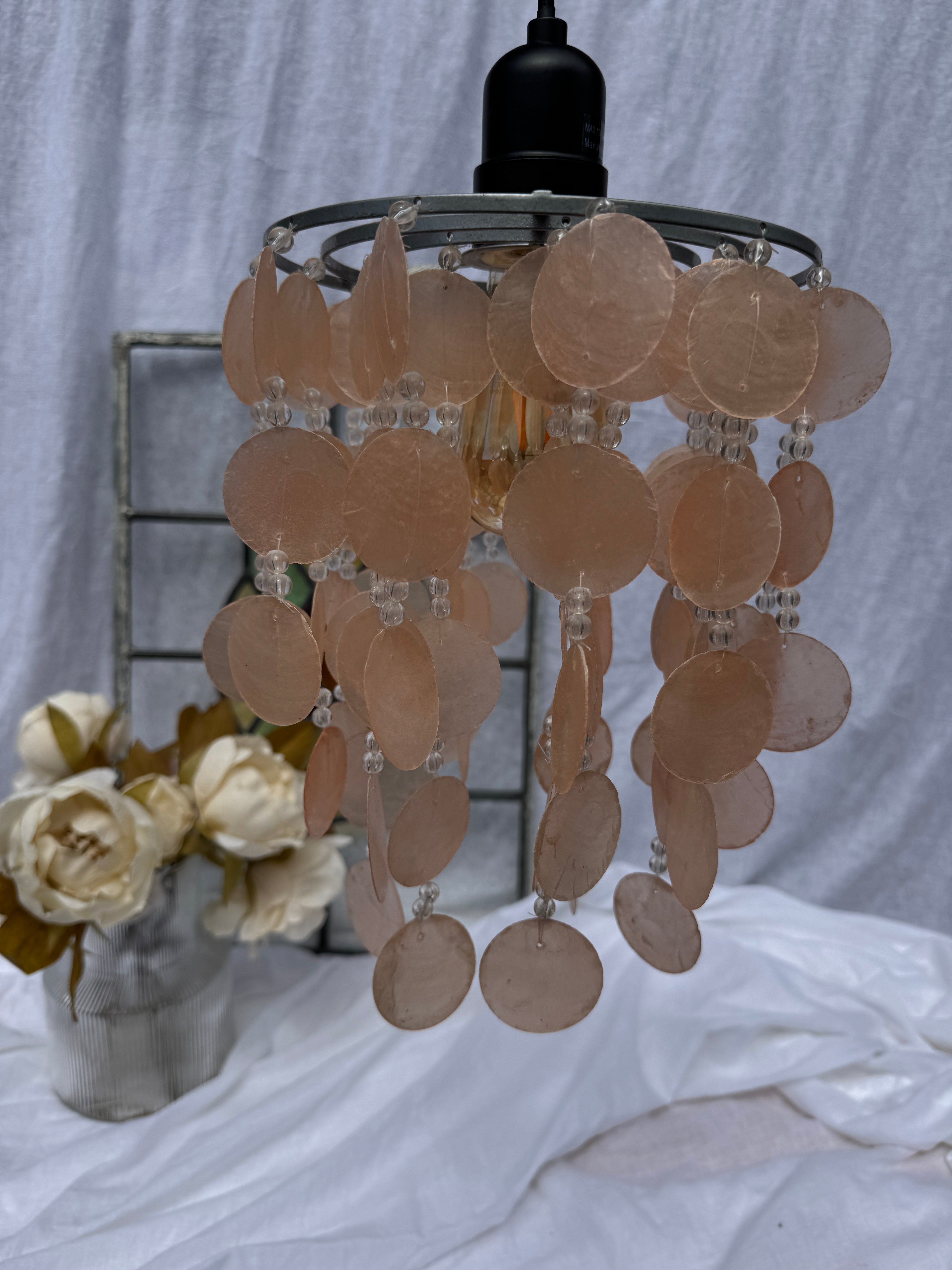 Vintage Pink Capiz Shell Lamp Shade