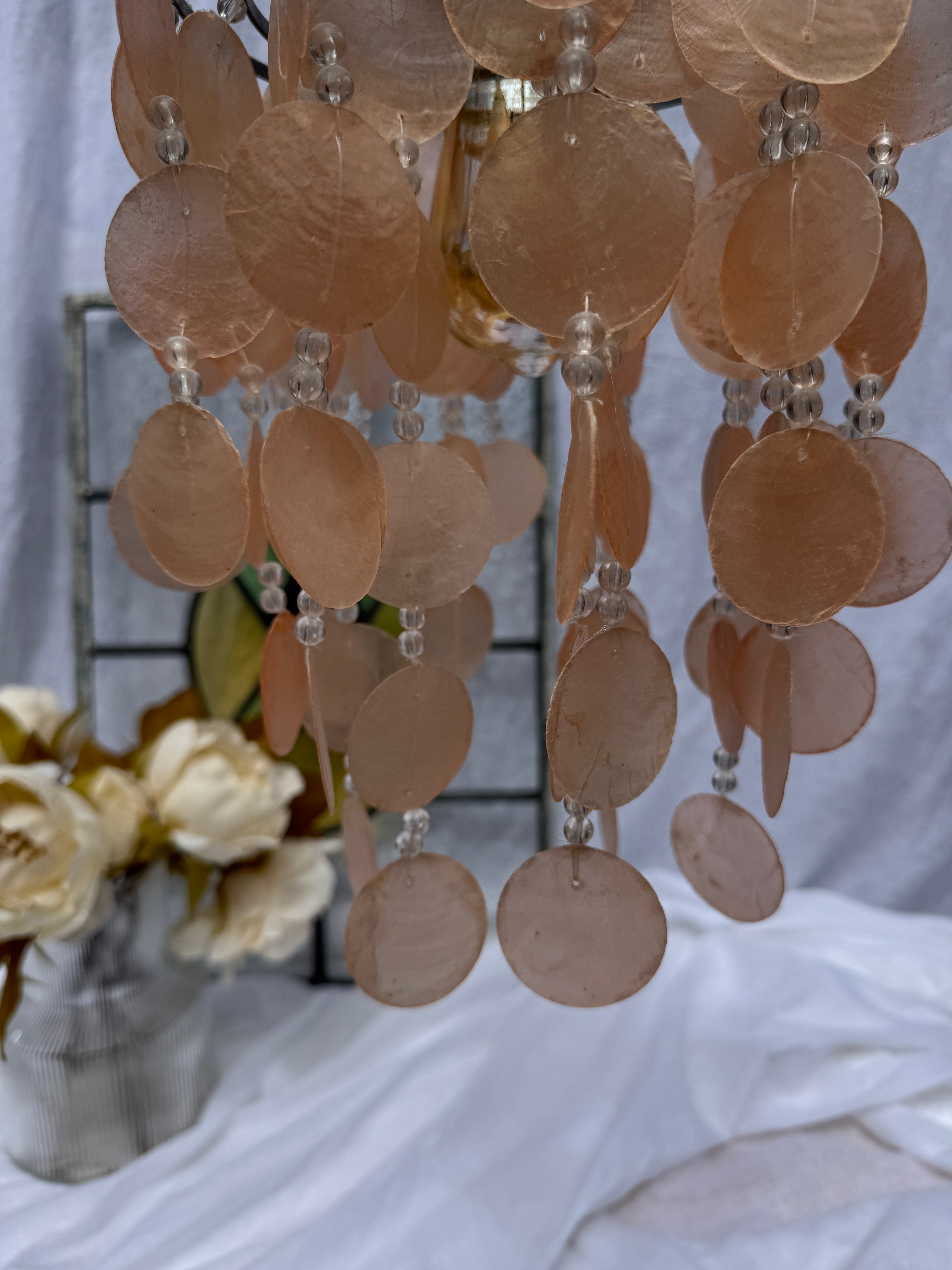 Vintage Pink Capiz Shell Lamp Shade