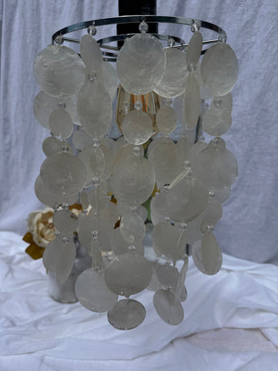 Abat-jour vintage en coquillages capiz blancs