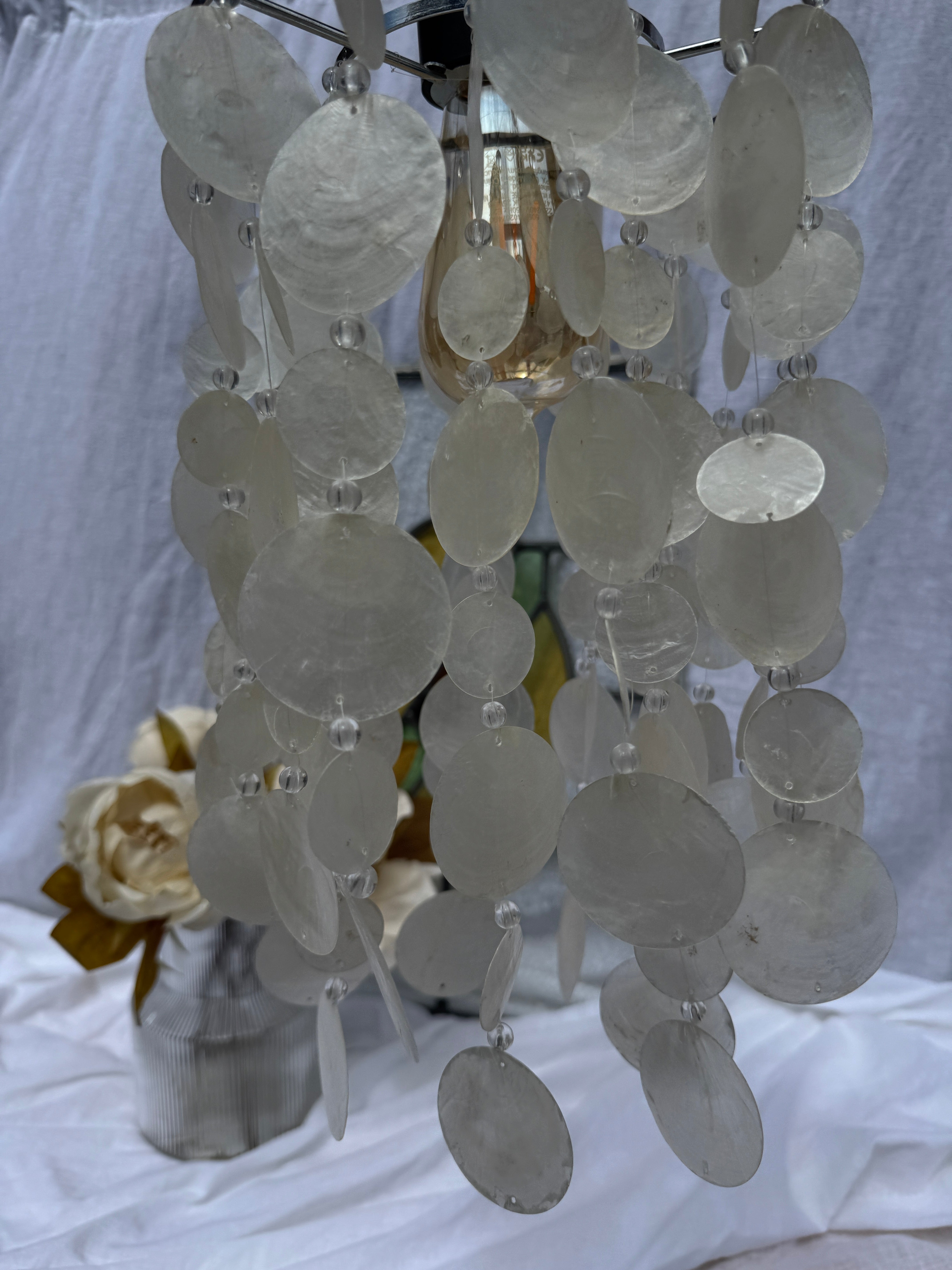 Vintage White Capiz Shell Lamp Shade