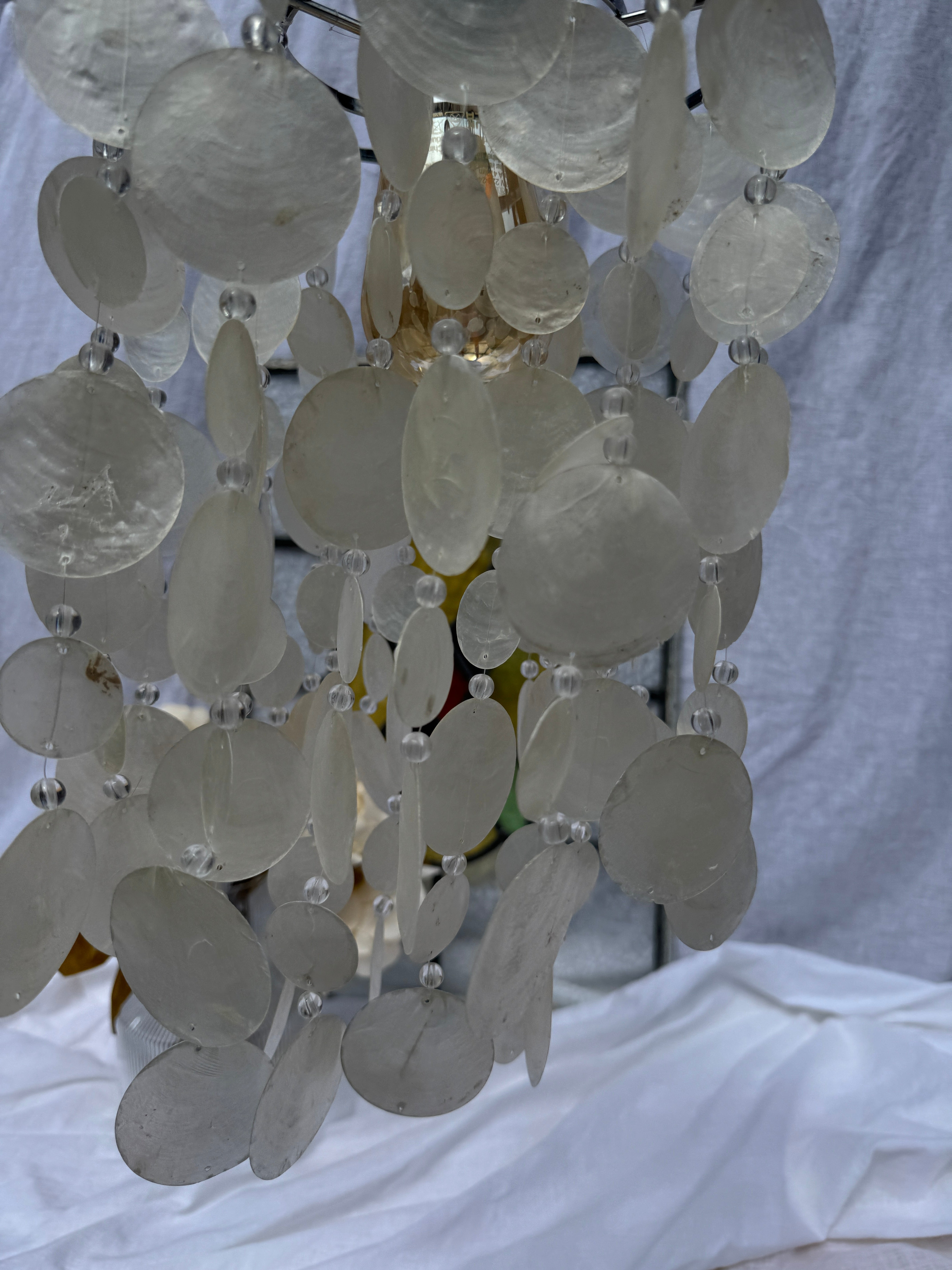 Vintage White Capiz Shell Lamp Shade
