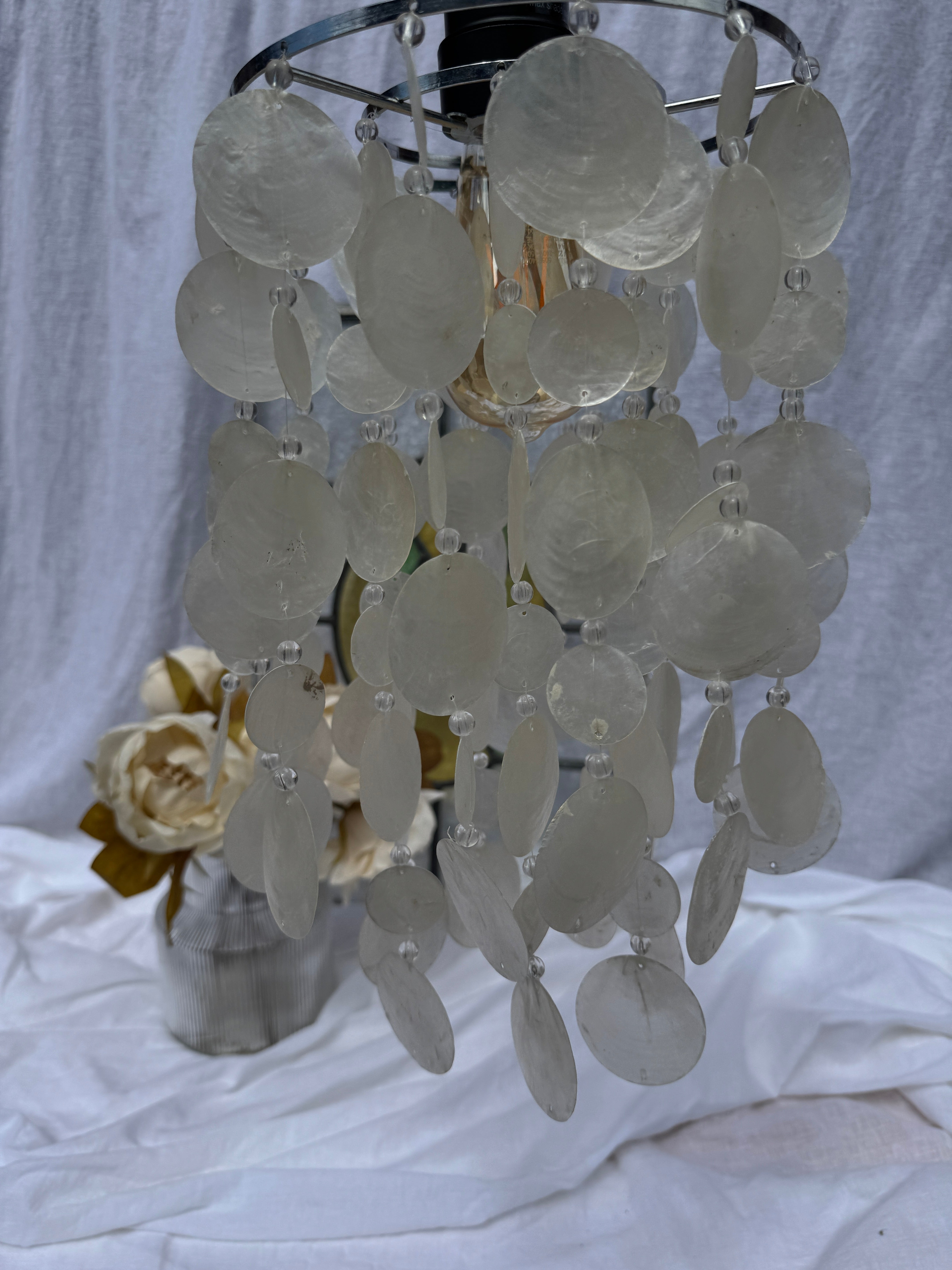 Vintage White Capiz Shell Lamp Shade