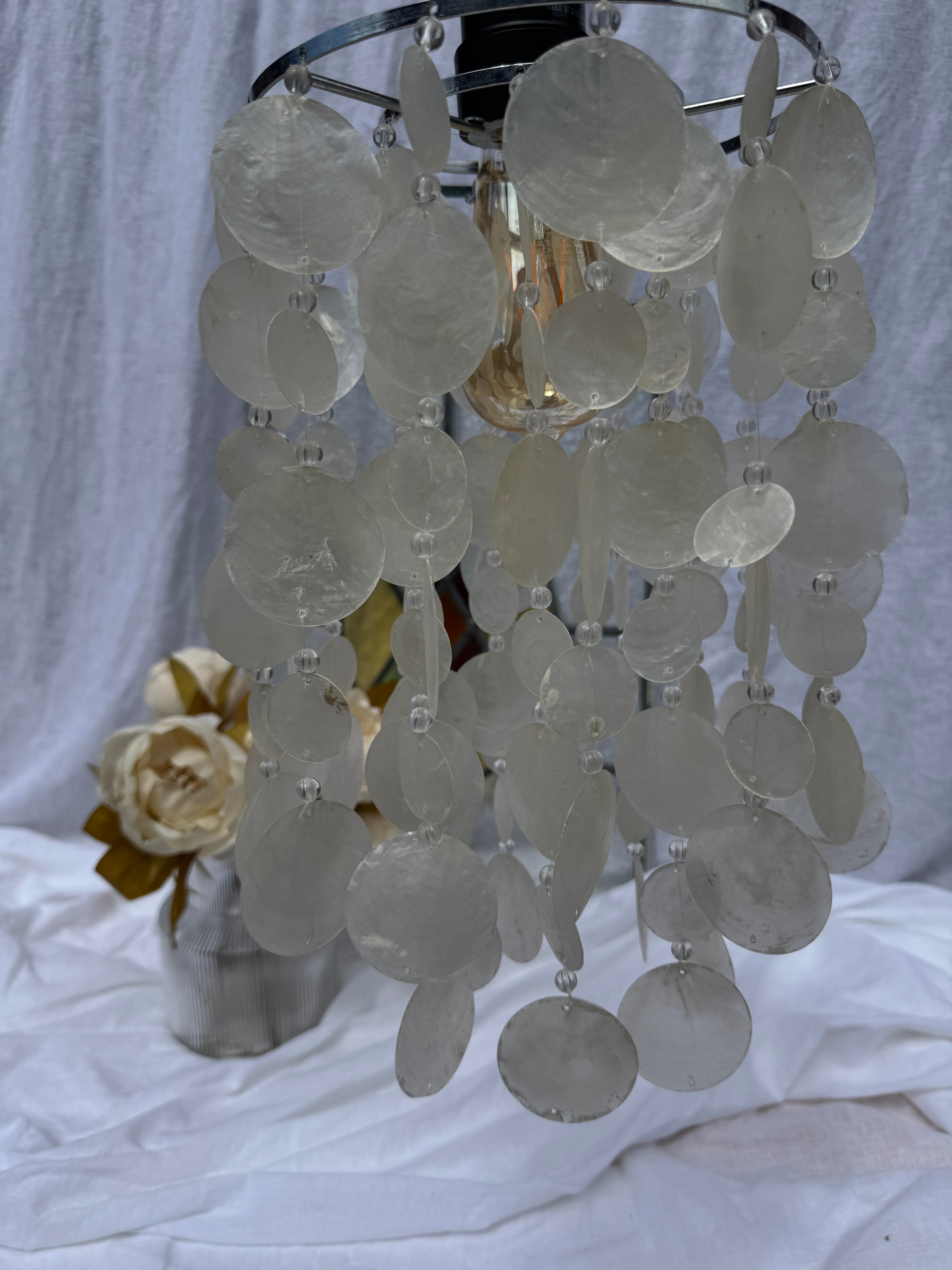 Vintage White Capiz Shell Lamp Shade