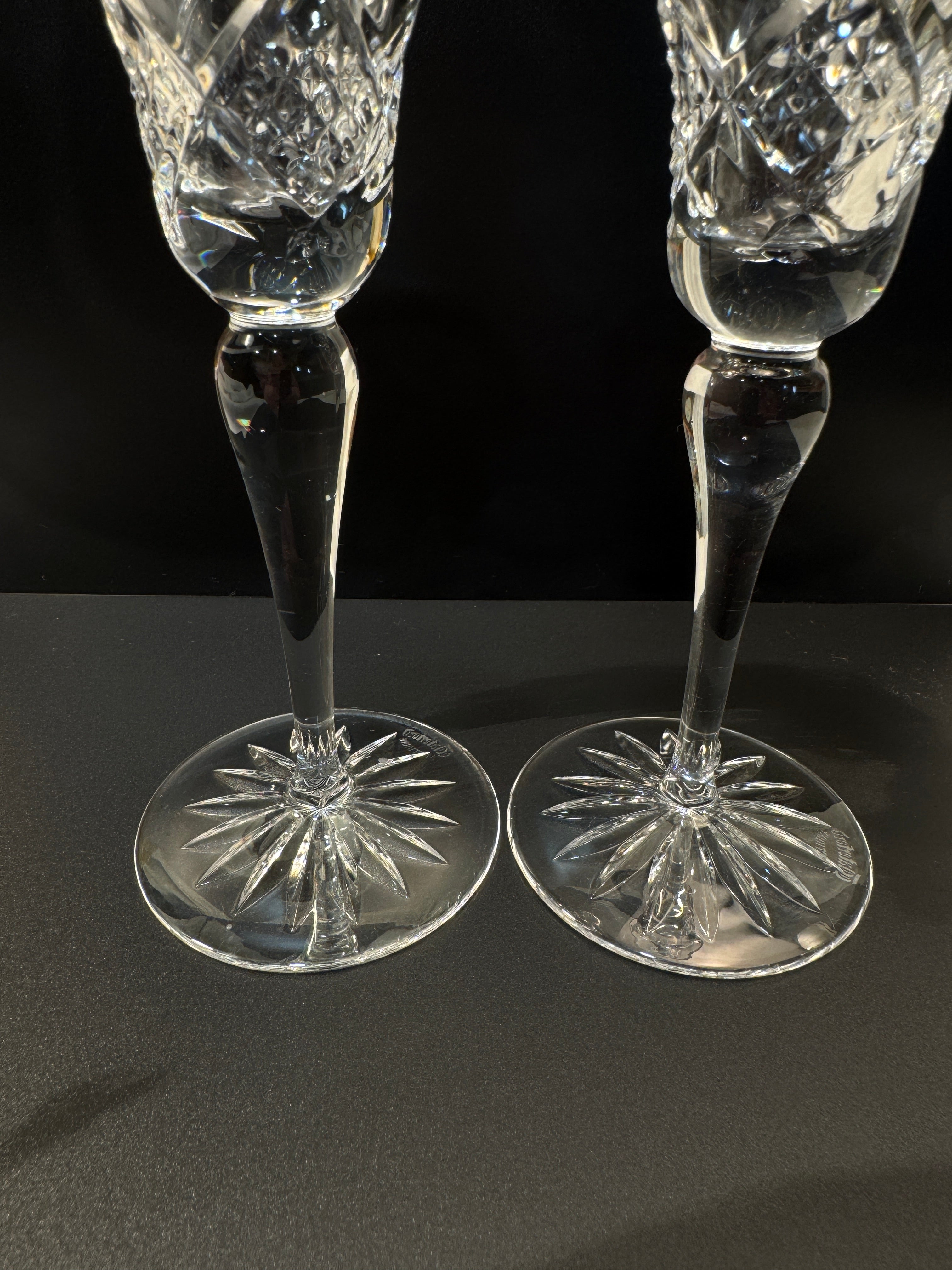 Pair of Waterford Crystal Glass Candle Holders
