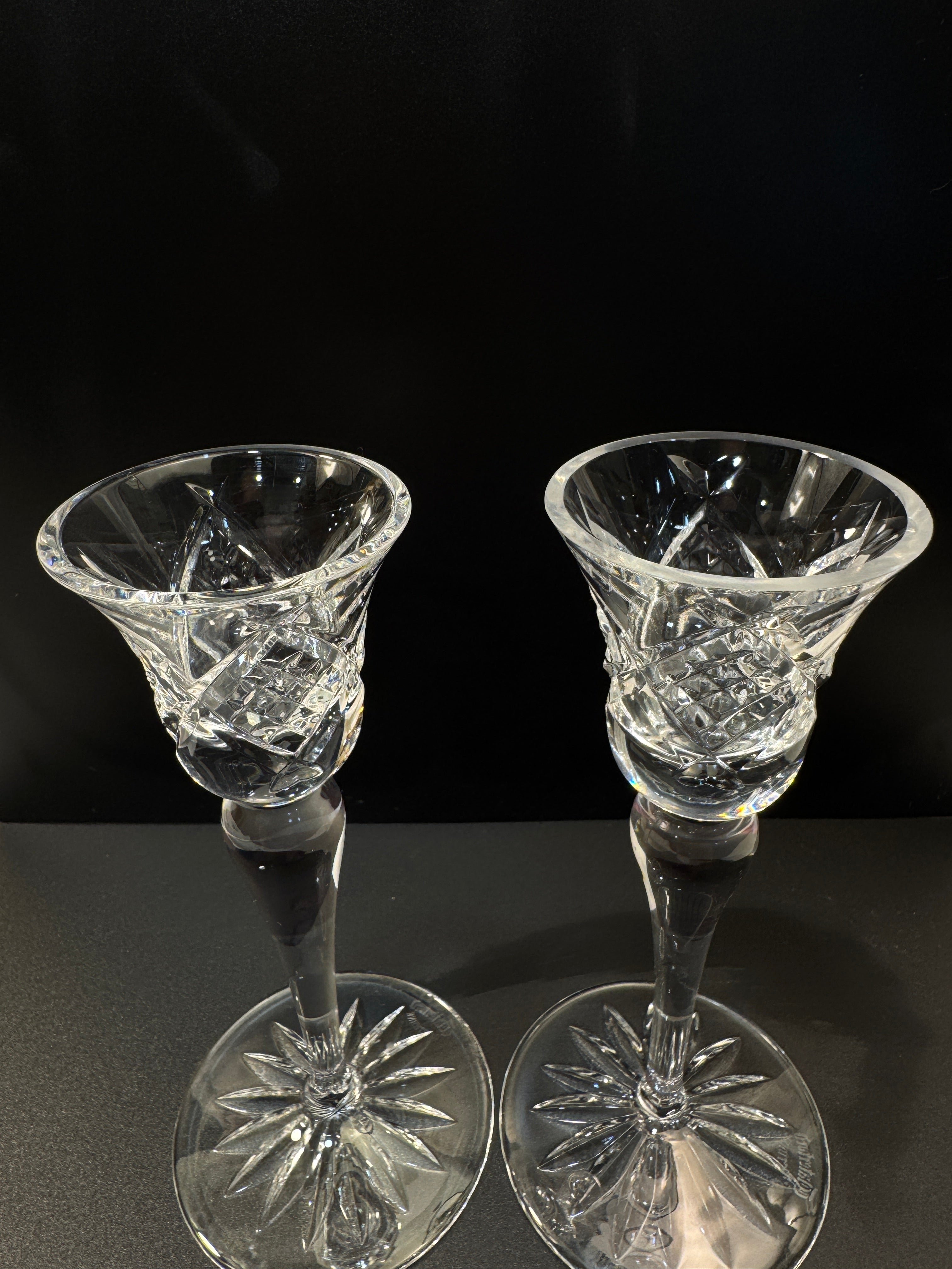 Pair of Waterford Crystal Glass Candle Holders