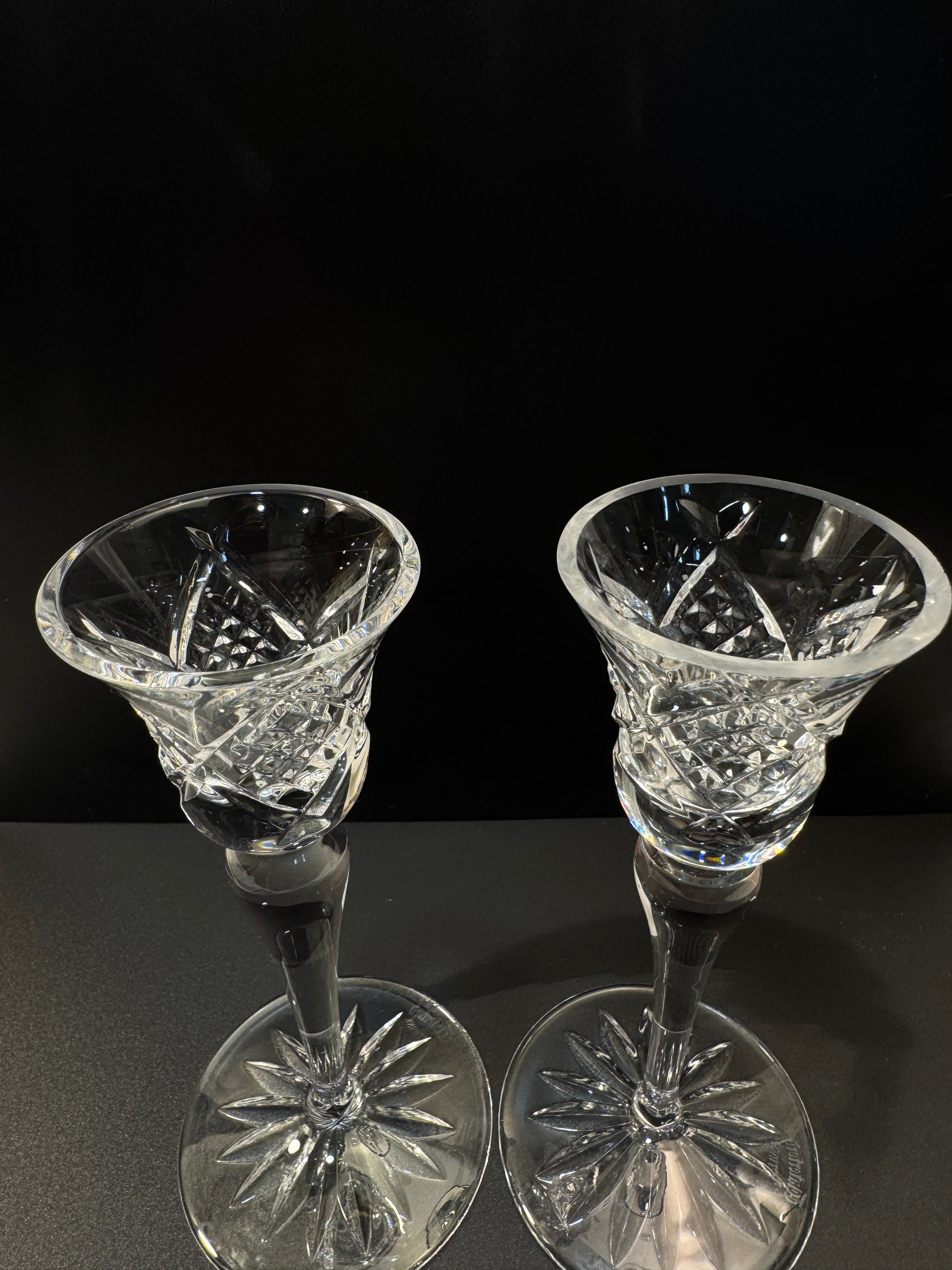 Pair of Waterford Crystal Glass Candle Holders