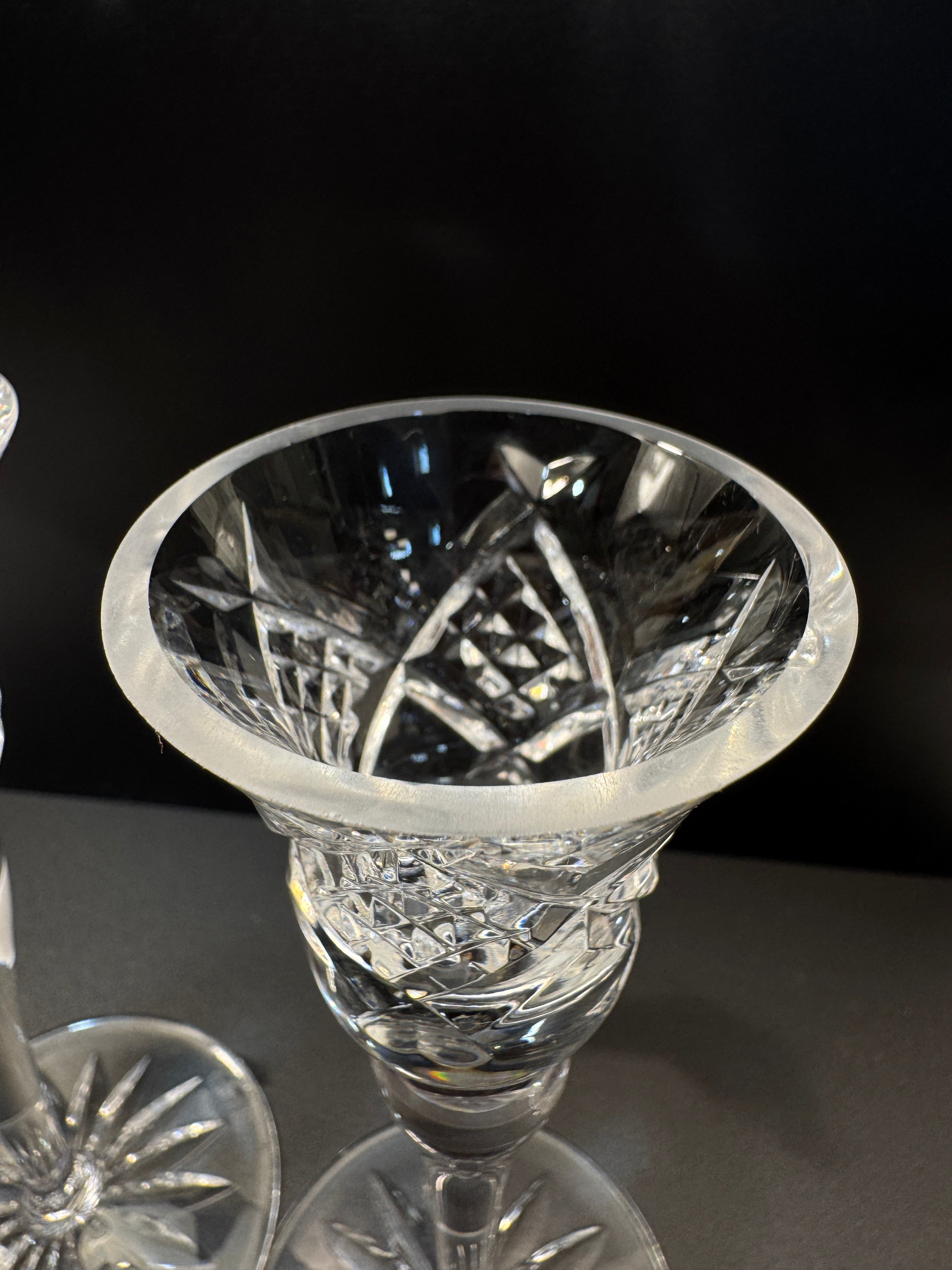 Pair of Waterford Crystal Glass Candle Holders