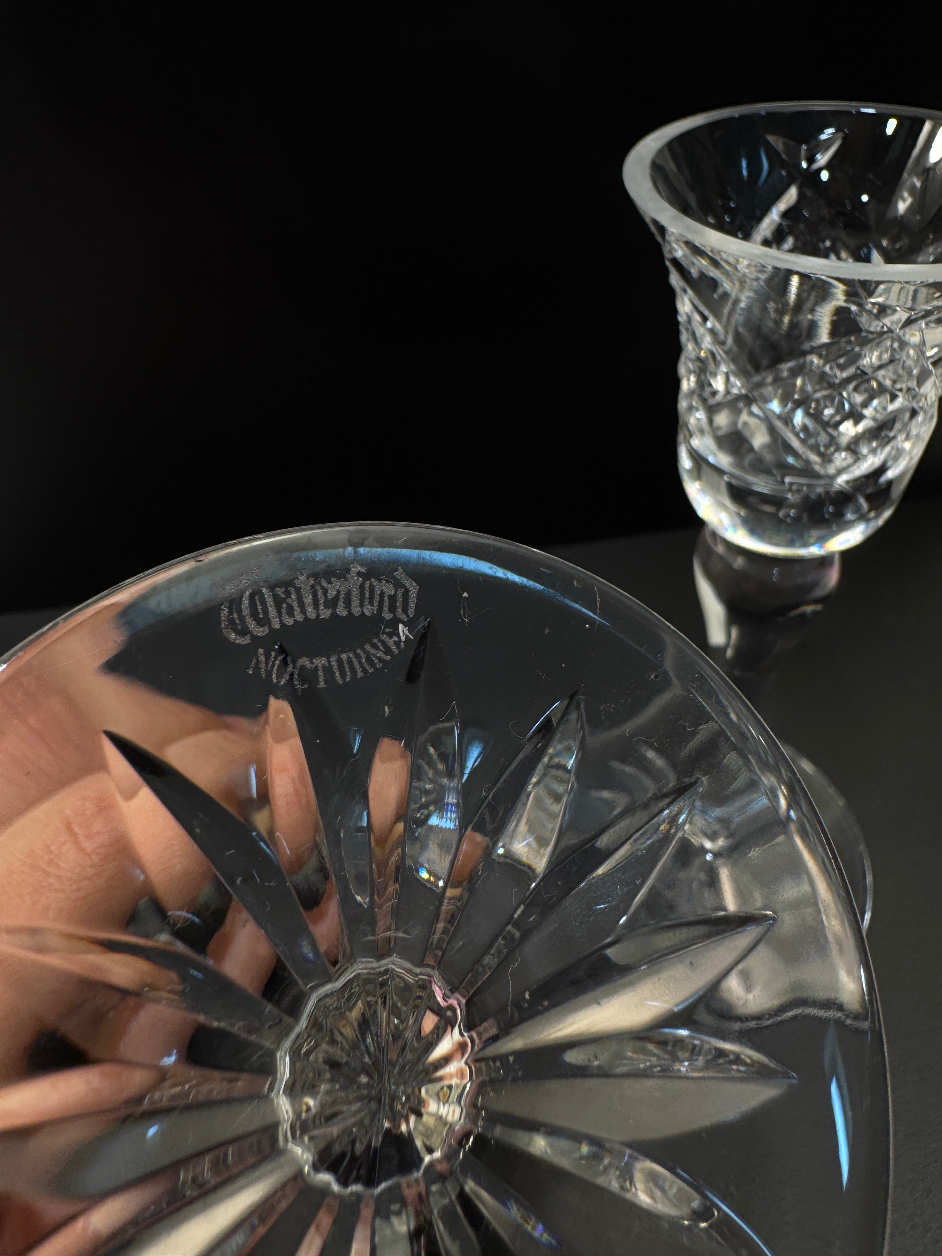 Pair of Waterford Crystal Glass Candle Holders